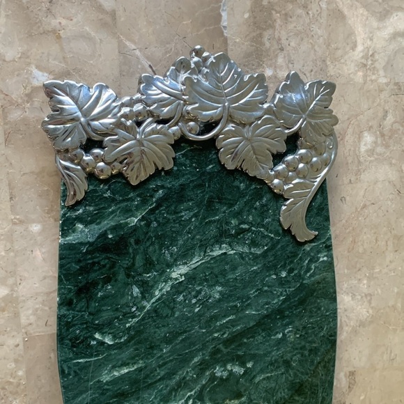 Lenox cheese cutting‎ board grapes vine green silver marble - Picture 5 of 8
